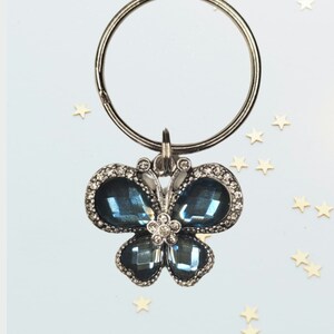 blue BUTTERFLY keychain, butterfly gift, butterfly present, butterfly accessory, crystal butterfly keychain, office gift, coworker gift, mom