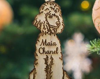 Poodle ornament, poodle christmas ornament, poodle gifts standard poodle dog, engraved poodle, poodle keepsake, pet ornament, dog ornament