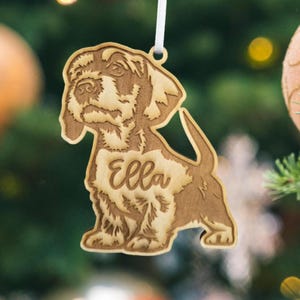 wirehaired dachshund ornament, dachshund christmas ornament, weener dog, memorial ornament, pet ornament, puppy ornament, Sausage dog orname image 6
