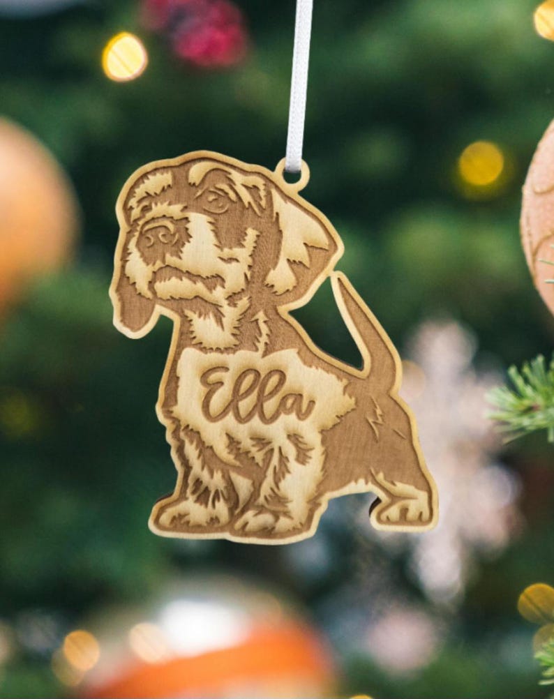 wirehaired dachshund ornament, dachshund christmas ornament, weener dog, memorial ornament, pet ornament, puppy ornament, Sausage dog orname image 6