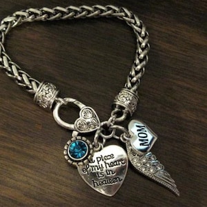 a piece of my heart is in heaven bracelet, remembrance bracelet, memorial bracelet, loved one with wings charm, in memory of bracelet gift