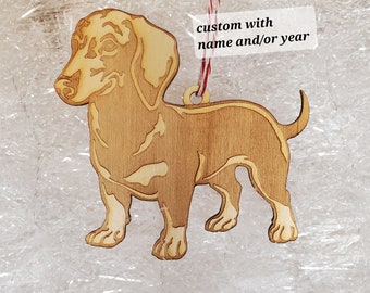 dachshund ornament, dachshund christmas ornament, dachshund dog ornament, pet ornament, engraved dog ornament, dog memorial, dachshund puppy