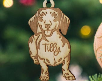 dachshund ornament, short hair dachshund christmas ornament, weiner dog, memorial ornament, pet ornament, puppy ornament, Sausage dog, long