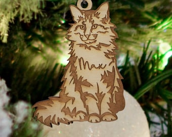 Norwegian Forest cat ornament, cat christmas ornament, fluffy cat ornament, big cat ornament, norwegian cat, pet ornament, cat gifts long ha