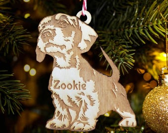 wirehaired dachshund ornament, dachshund christmas ornament, weener dog, memorial ornament, pet ornament, puppy ornament, Sausage dog orname