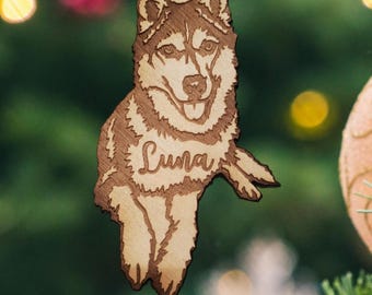 siberian husky christmas ornament, pet ornament, puppy ornament, dog ornament, dog christmas, pet christmas, husky ornament, husky dog chris
