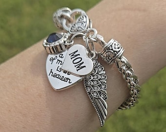 a piece of my heart is in heaven bracelet, remembrance bracelet, memorial bracelet, loved one with wings charm, in memory of bracelet gift