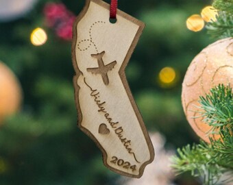 California christmas ornament, California ornament, couples ornament, married ornament, TRAVEL ornament, vacation ornament, moving keepsake
