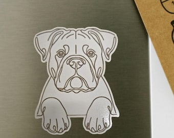 Bulldog magnet, bulldog puppy, bulldog memorial, white bulldog, pet magnet, bulldog gifts, dog gifts, refrigerator magnet dog, white dog