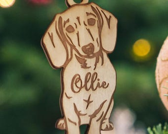 dachshund ornament, sweet dachshund christmas ornament, weiner dog, memorial ornament, pet ornament, puppy ornament, Sausage dog, smiling do