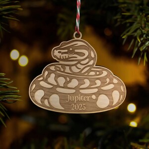 snake ornament, python christmas ornament, pet ornament, python gifts, exotic pet ornament, python ornament, wooden python, curled snake