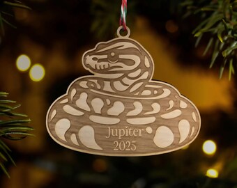 snake ornament, python christmas ornament, pet ornament, python gifts, exotic pet ornament, python ornament, wooden python, curled snake