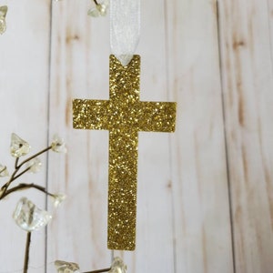 Glitter gold cross ornament, christmas cross, christmas ornament, cross christmas, glitter cross, glitter gold ornament, sparkly cross, glit