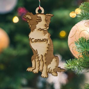 Border collie ornament, Border collie christmas ornament, collie pet ornament, collie memorial ornament, angel collie, engraved collie puppy