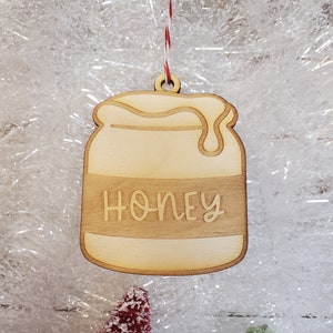 Honey ornament, Honey christmas ornament, beekeeper ornament, bee ornament, bee keeper christmas, honey pot ornament, engraved honey ornamen