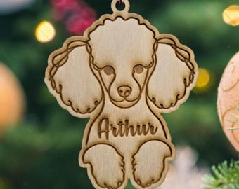 Poodle ornament, poodle christmas ornament, dog ornament, pet ornament, engraved poodle, poodle gifts, poodle face, standard poodle stuff