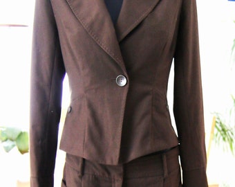 vintage suit, brown suit, size EUR 36, Uk 8, USA 4,   jacket, pants