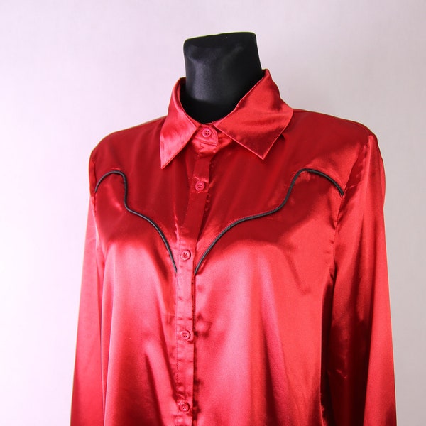 Red shirt  size  36 oversize satin shirt juicy red, wine color, pretty little thing
