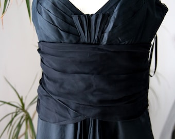 vintage silk dress, cocktail dress , black silk,  , size EUR 36, UK 8, USA 4,