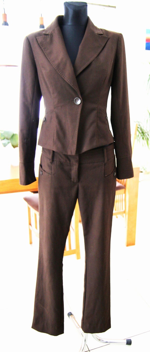 vintage suit, brown suit, size EUR 36, Uk 8, USA … - image 1