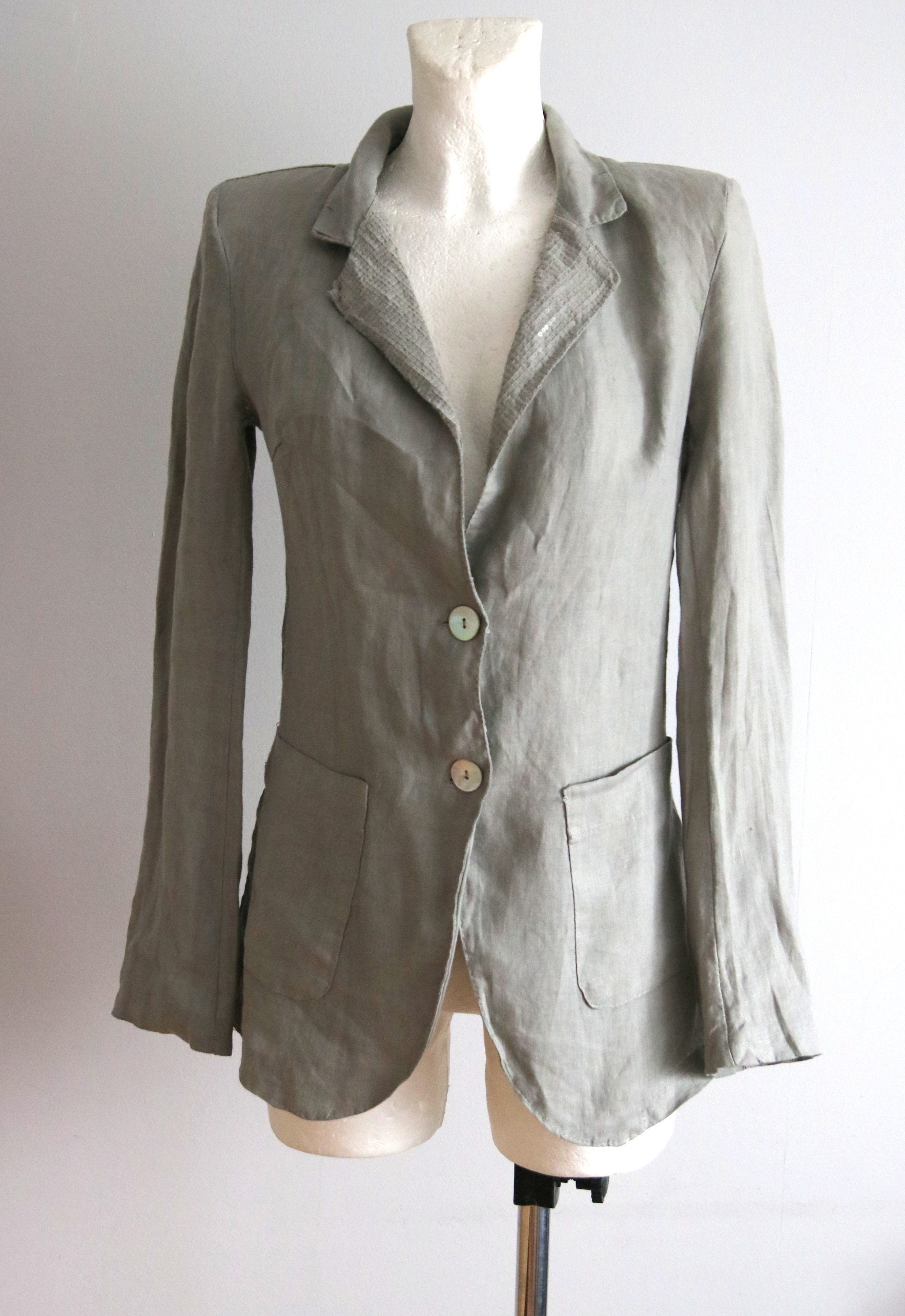 人気の雑貨がズラリ！ Linen, Jacket, Gray Vintage Size Etsy - 4, US 8, UK EUR36, ジャケット・アウター
