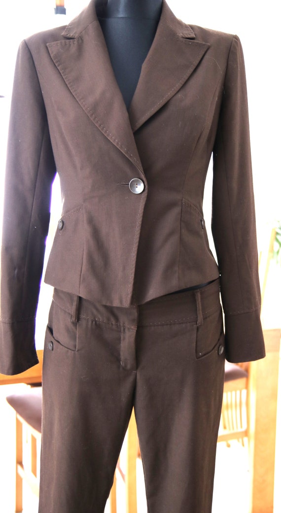 suit, brown, vintage, size 36/38 jacket, pants