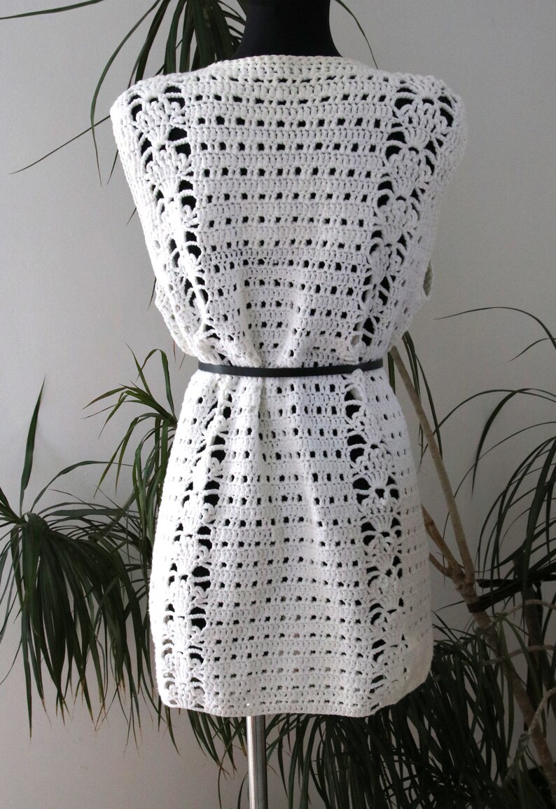 knitted vest white vest unique knit vintage vest universal size universal cut handmade