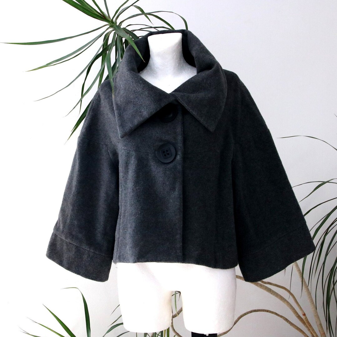 Vintage Jacket, Wool, Coat, Grey, Blazer, Steamed Wool Jacket, Size EUR