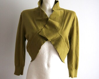 vintage bolero,  bolero, mustard color, fastened with a button, size EUR 42, UK 14, US 8