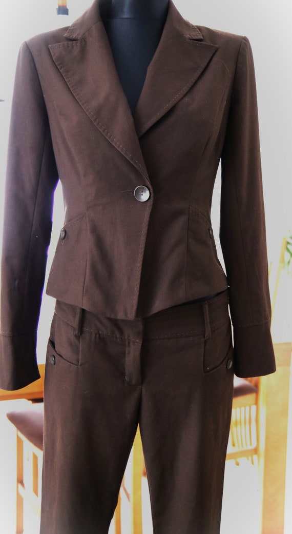 vintage suit, brown suit, size EUR 36, Uk 8, USA … - image 2