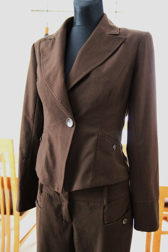 vintage suit, brown suit, size EUR 36, Uk 8, USA … - image 3