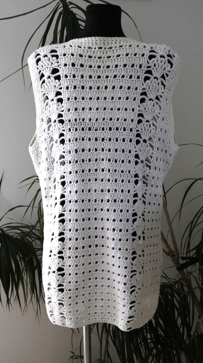 knitted vest white vest unique knit vintage vest universal size universal cut handmade