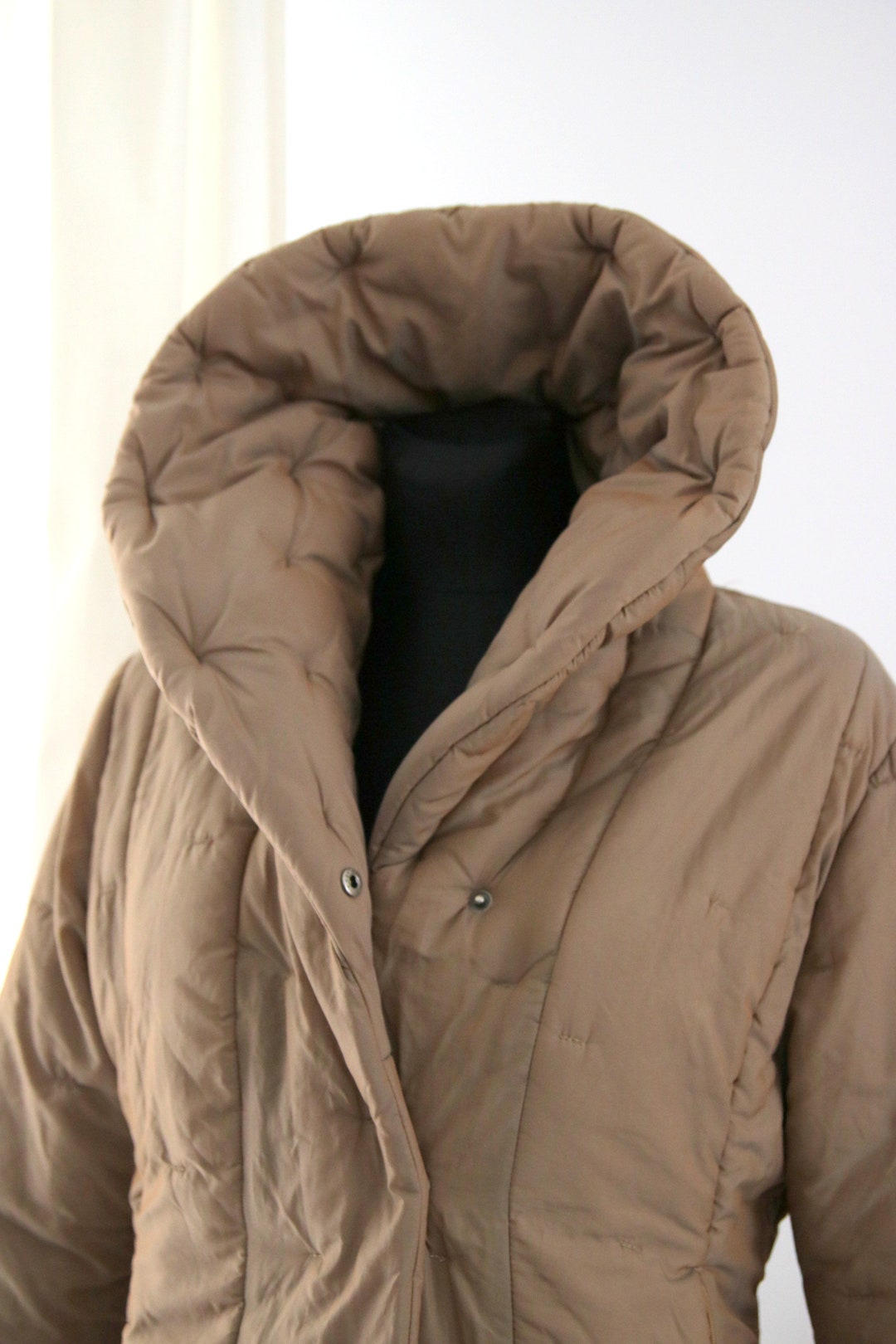 Vintage Jacket , Caramel Jacket With a Large Collar, Winter Jacket