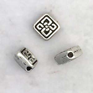 24 or 48 pcs • 8mm Celtic Knot Design • Antique Silver Flat Diamond Beads • 1mm Hole • Celtic Diamond Beads • Double Sided