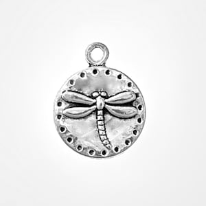 10, 20 or 30  Dragonfly Antique Silver Charms • 19x15mm Dragonfly Pendant • Coin Dragonfly Charm • Necklace Pendant or Charm for Bracelets