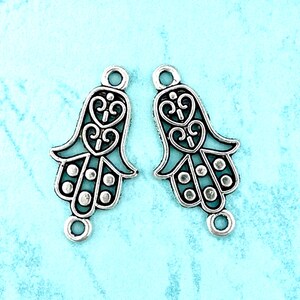10, 20 or 30 pcs - 25mm Hand Connector Charms • 25x13mm Antique Silver Hamsa Hand Connector Charms • Filigree Hand of Fatima Connector Charm