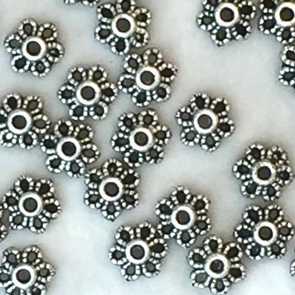 100 pcs - 6mm Antique Silver Bead Caps - Metal Bead Caps - Silver Bead Caps for Jewelry Making - Lead Safe Pewter Bead Cap