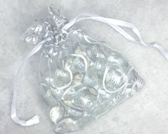 Silver Vine Organza Gift Bags - 2.5" x 2.5" - 12 Pack