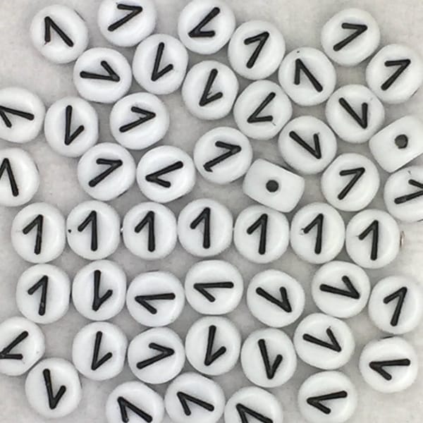 Number 1 Bead - Czech Glass Bead - 6mm White/Black Porcelain Beads - Jewelry Making Bead - for Bracelets or Necklaces