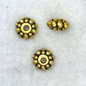 50 or 100 beads - 6x3mm Antique Gold Tone Spacer Beads • Small Spacer Beads • Jewelry Making • Beading Supplies