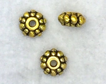 6x3mm Antique Gold Tone Spacer Bead, Small Spacer Beads, Beading Supplies, (50 or 100)