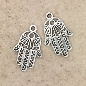 10 pcs - 24mm Hamsa Charms - Antique Silver Hamsa Hand - 24x15mm Antique Silver Charm - Hand of Fatima Earring Charms - Hamsa Hand Charms