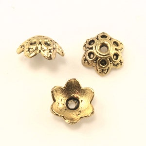 50 PCS - 9mm Antique Gold Flower Bead Caps - Bead Caps For Jewelry Making - Antique Gold Bead Caps - Lead Safe Pewter Bead Cap