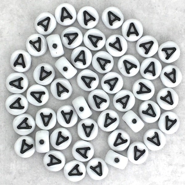 Porcelain Alphabet Bead • Letter A • White/Black • Czech Glass Bead • for Personalized Jewelry • Custom Name Bracelets or Necklaces