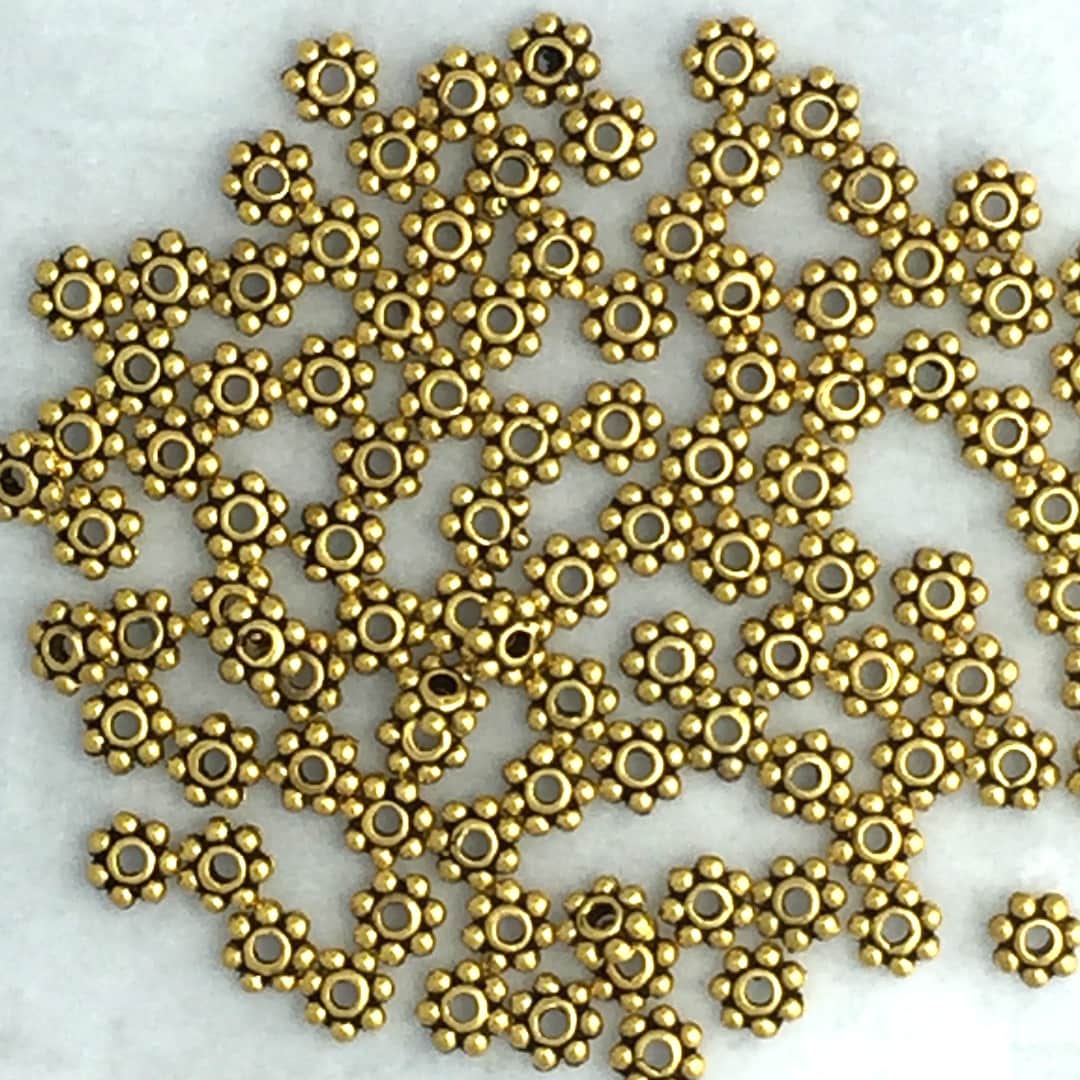 100 Pcs 4mm Gold Daisy Spacer Bead Antique Gold Spacer Bead Heishi