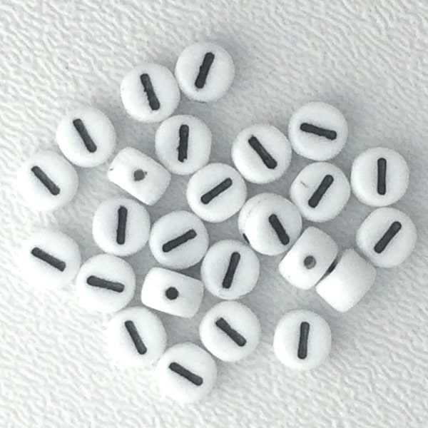 White Alphabet Bead - Letter I  - Porcelain Alphabet Beads - Ceramic Alphabet Beads - Czech Glass Bead - Custom Name Bracelets or Necklaces