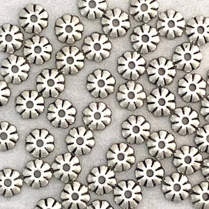 50 pcs • 6mm Antique Silver Pinwheel Spacer Bead • Antique Silver Rondelle Beads • Tibetan Silver Spacer Beads