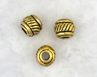 50 pcs - 5mm Round Gold Spacer Bead - Antique Gold Tone Spacer Bead - Jewelry Making - Beading Supplies