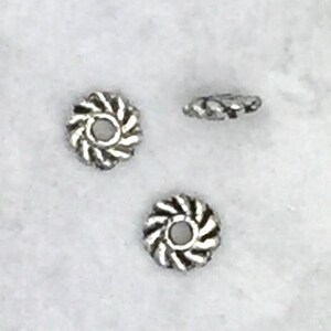 5mm Antique Silver Pinwheel Spacer Bead, Tibetan Rondelle Beads, 100 beads image 1