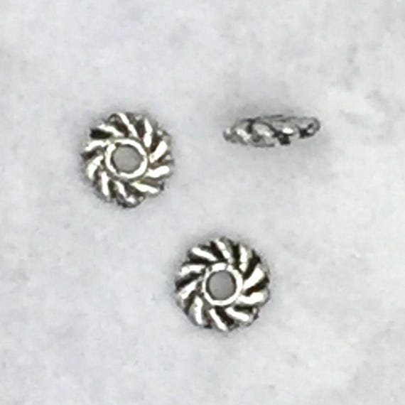 5mm Antique Silver Pinwheel Spacer Bead, Tibetan Rondelle Beads, 100 beads